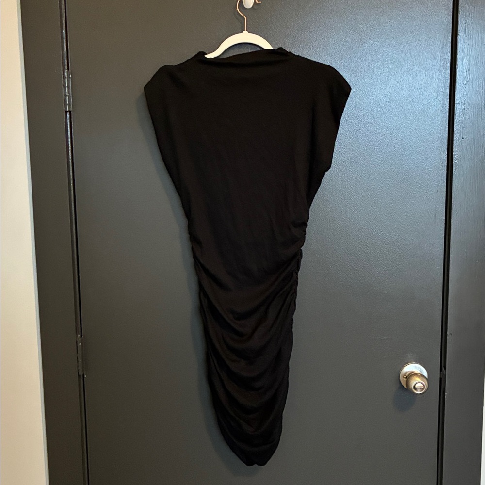 NWT Michael Stars Gia Mock Neck Power Shoulder Dress Ultra Rib Sz S - Picture 6 of 8
